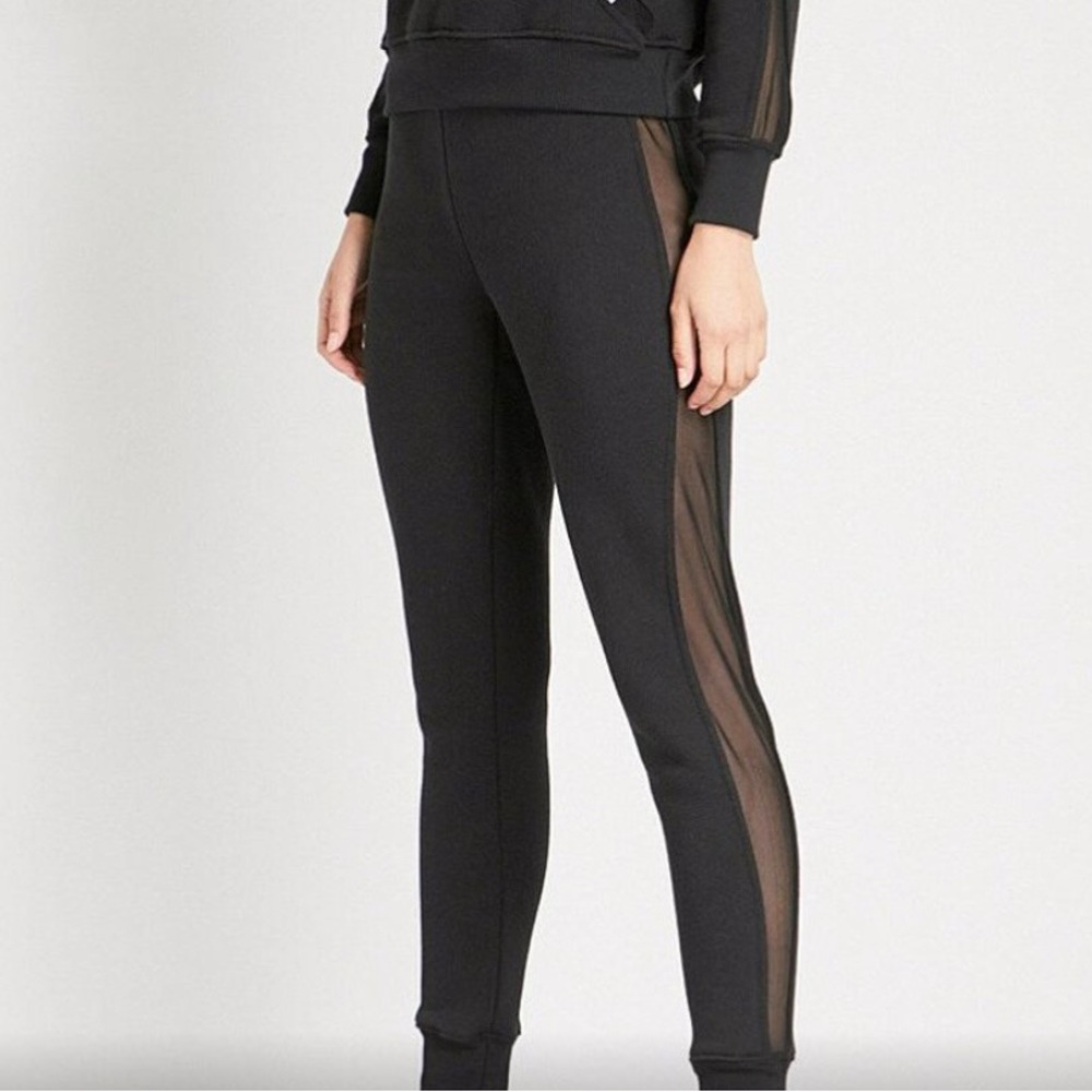 Good American Black Mesh Side Panel Sweatpants